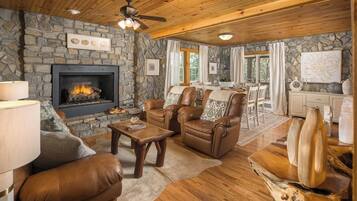 TV, fireplace