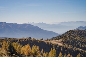A mountainous landscape with a clear sky.