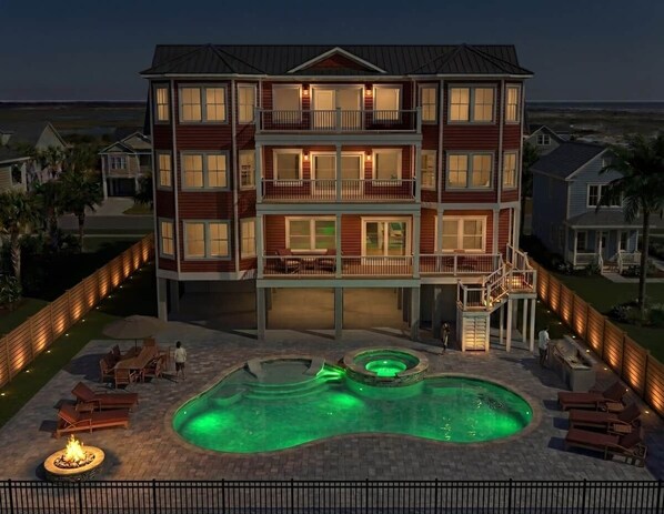 Outdoor pool, a heated pool - Brand New 10BR Oceanfront Home (Georgetown County)