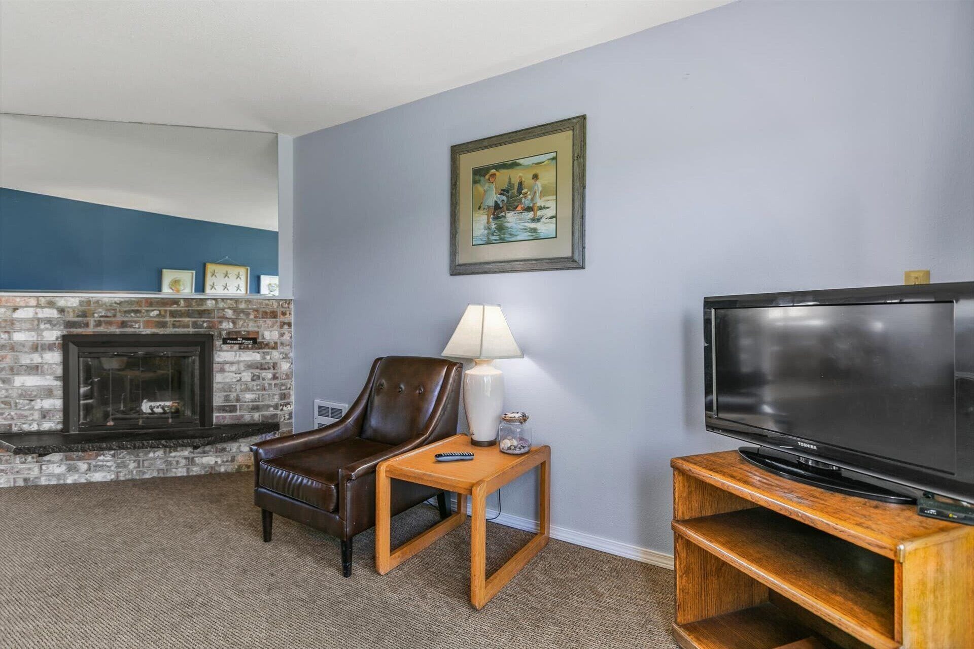 TV, fireplace