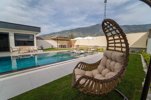 We have a large priv. swimming pool and a barbecue area.