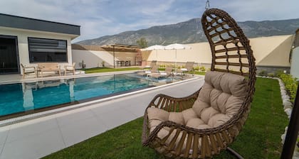 We have a large priv. swimming pool and a barbecue area.