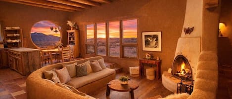 TV, fireplace