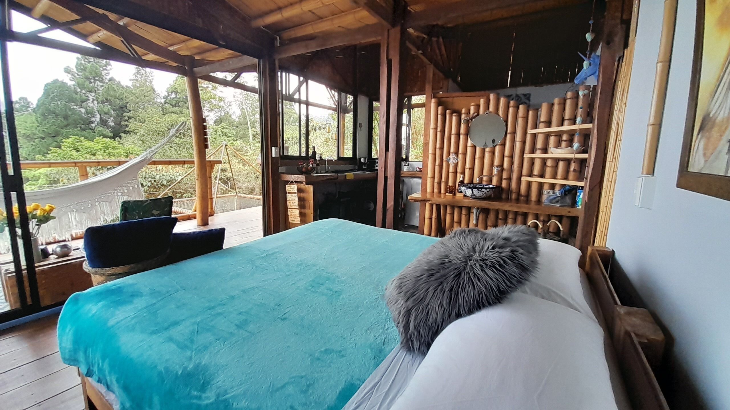 舒适小屋, 阳台, 山景