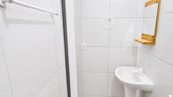Shower, towels, soap, shampoo