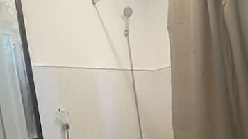 Shower, towels, soap, shampoo