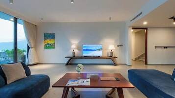 Villa, 4 slaapkamers, privézwembad, aan het strand | Woonruimte