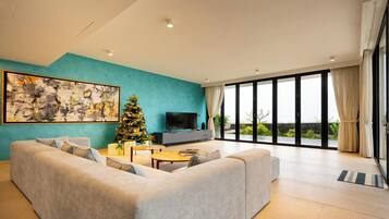 Villa, 4 Bedrooms, Private Pool, Sea View | Living area | 30-inch Smart TV with digital channels, Netflix, streaming services