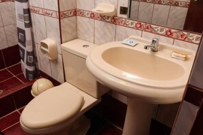 Pancuran mandi, pengering rambut, tuala disediakan, sabun 