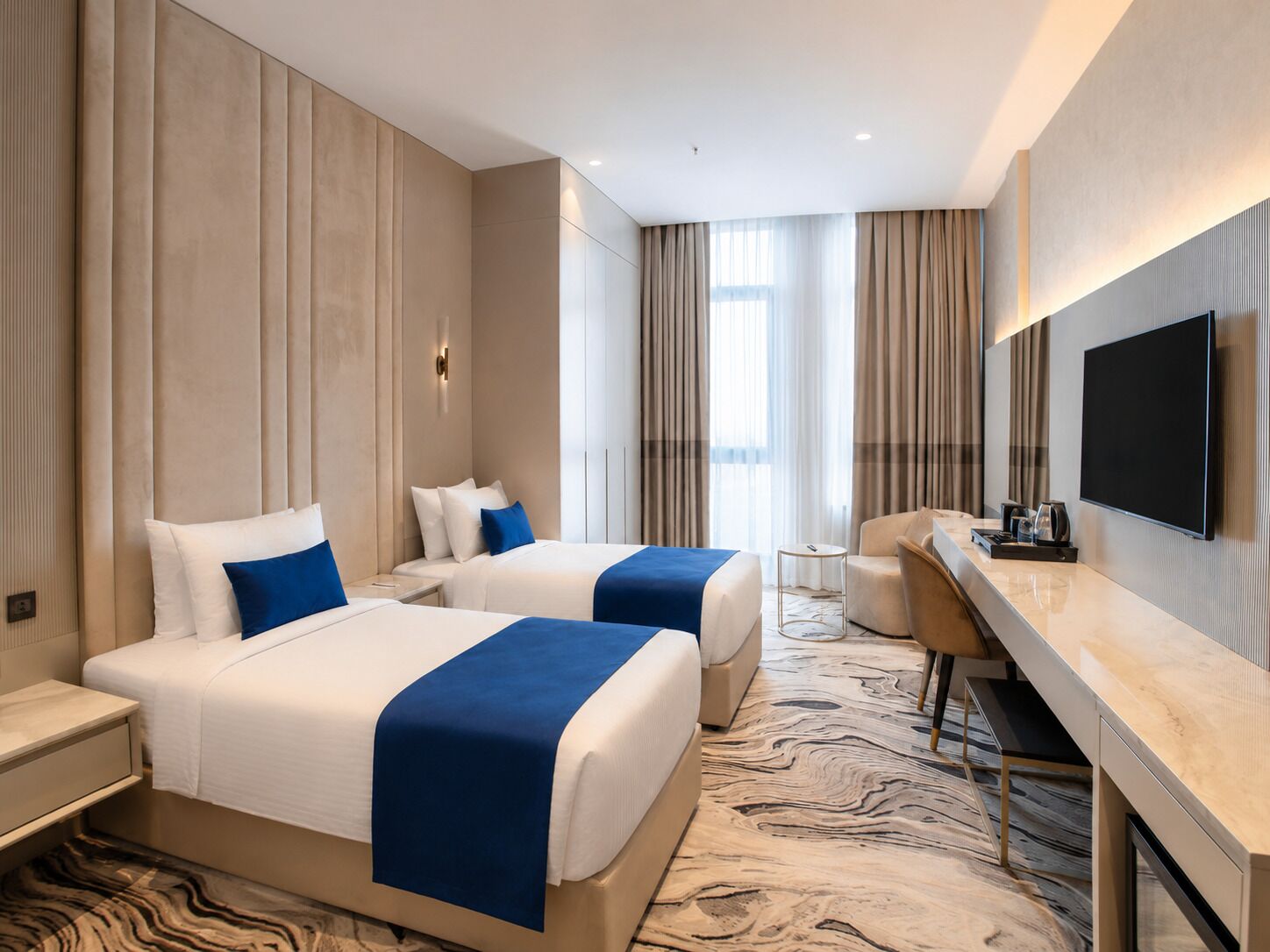 Quarto duplo standard | Frigobar, Wi-Fi de cortesia, roupa de cama