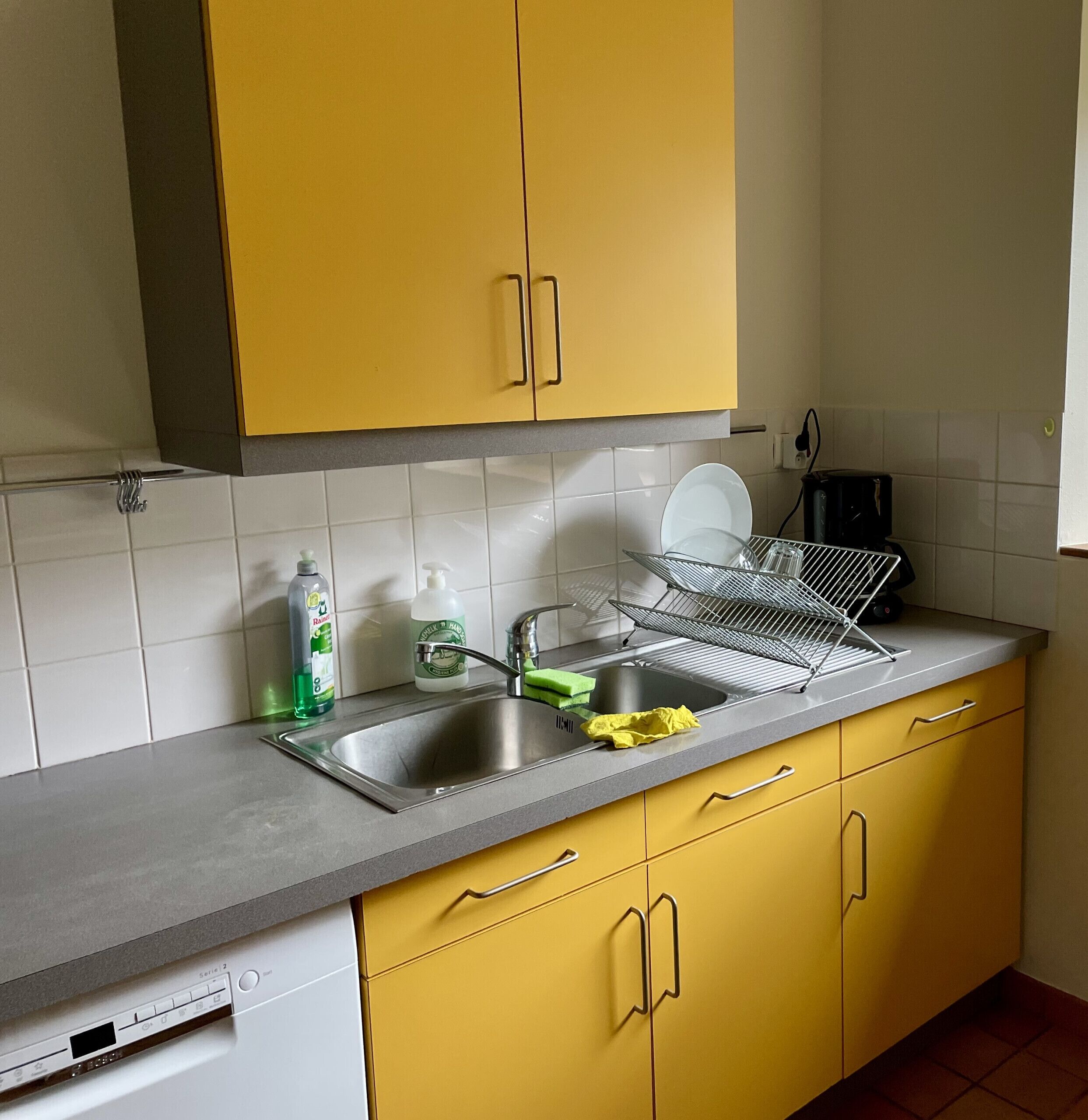 Fridge, oven, dishwasher, coffee/tea maker