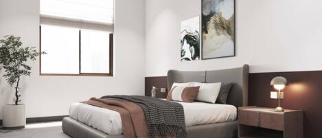Studio Twin City View | Minibar, in-room safe, desk, blackout curtains