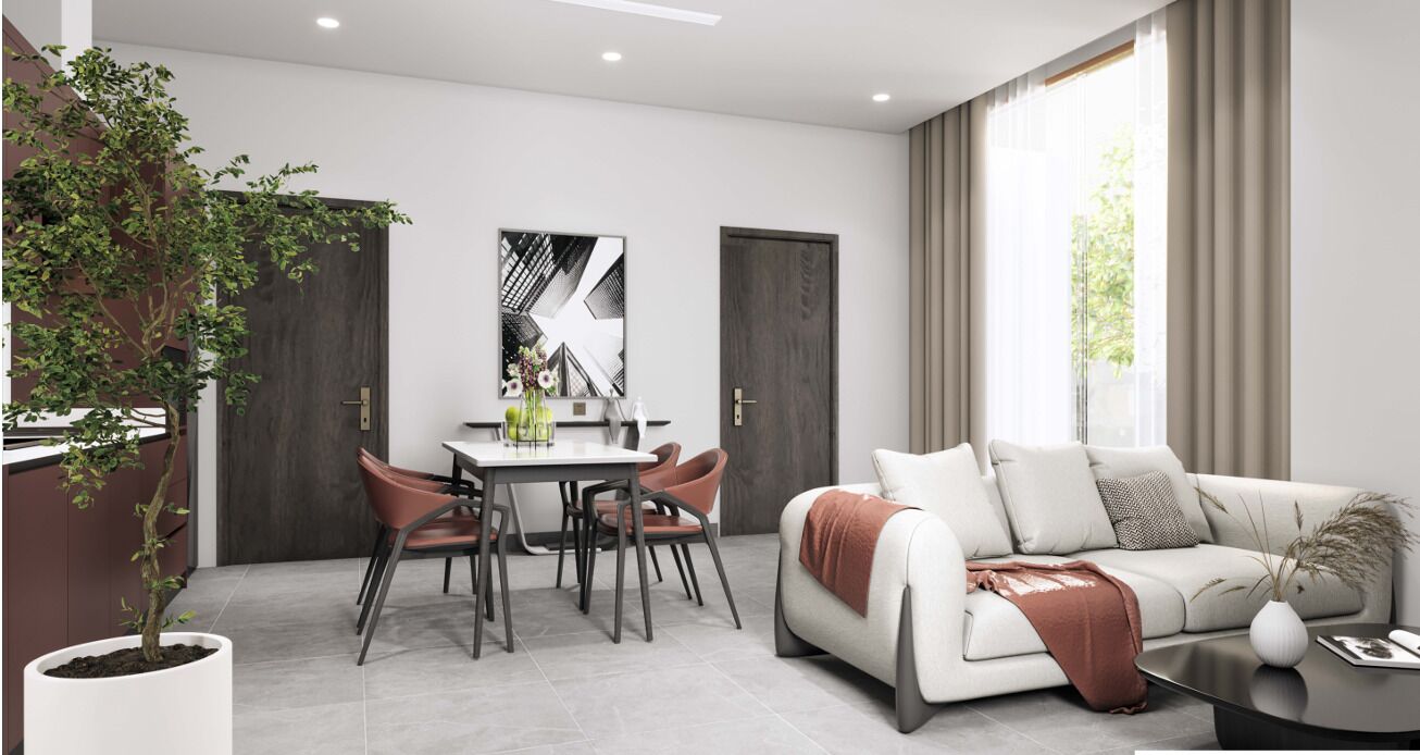 Penthouse, balkon, uitzicht op de stad | Woonruimte | Een printer