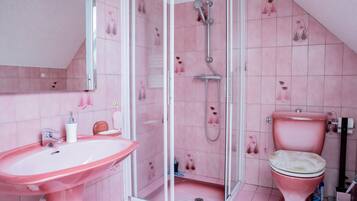 Douche, sèche-cheveux, serviettes fournies
