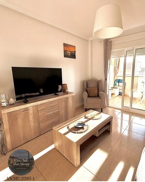 Living area - Apartment 'Casa Sol Mar Menor' with Shared Pool, Balcony and Wi-Fi (Los Nietos)