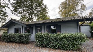 A two-story house with a grey exterior, a tiled roof, and a gravel driveway. - Boekhorst Royal 6 (Susteren)