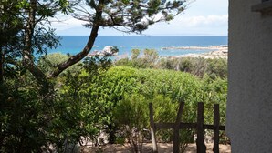 A stone pathway leading to a covered area with a view of the sea and greenery. - Domus Gallesi by Wonderful Italy (Aglientu)