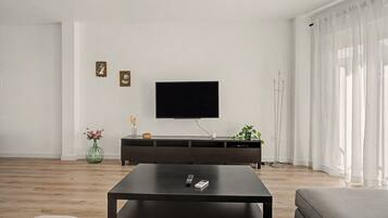 Una televisión, videojuegos, un reproductor de DVD