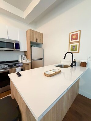 Fridge, microwave, oven, dishwasher - Luxury Studio Near Yale | Gym, W/D & Fast WiFi (New Haven)