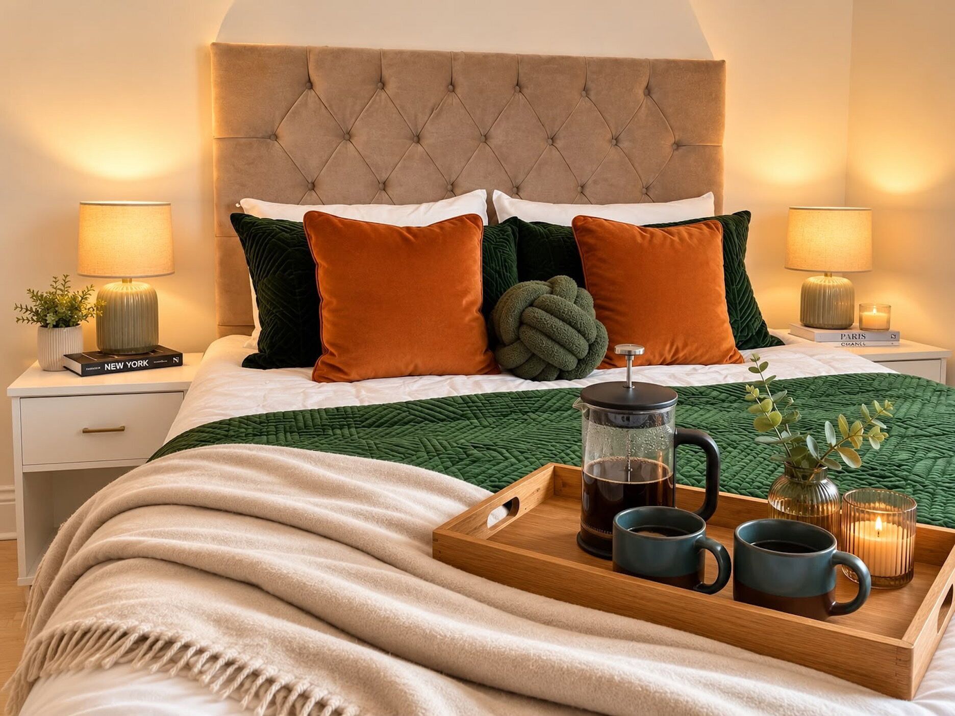 Tabla de planchar con plancha, wifi y ropa de cama 