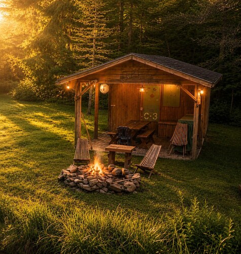 Cozy Cabin w/Pavilion, Deck, Fireplace & FirePit