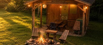 Cozy Cabin w/Pavilion, Deck, Fireplace & FirePit