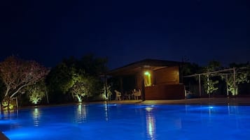 Outdoor pool, open 9:00 AM to 9:00 PM, free pool cabanas, pool loungers