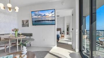 Premium Apartment, Balcony, City View | Living area | 42-inch Smart TV with digital channels