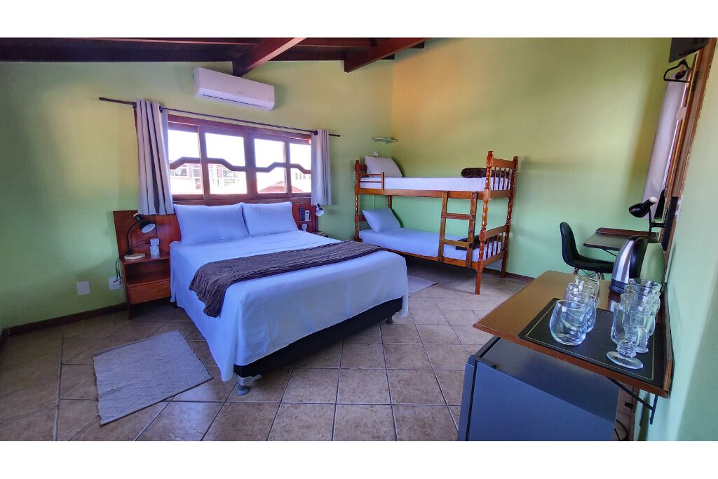 Desk, laptop workspace, free WiFi, bed sheets