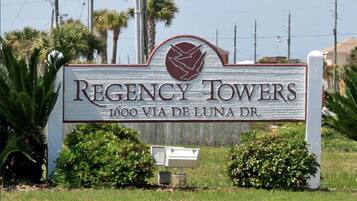 A sign for Regency Towers at 1600 Via de Luna Dr.