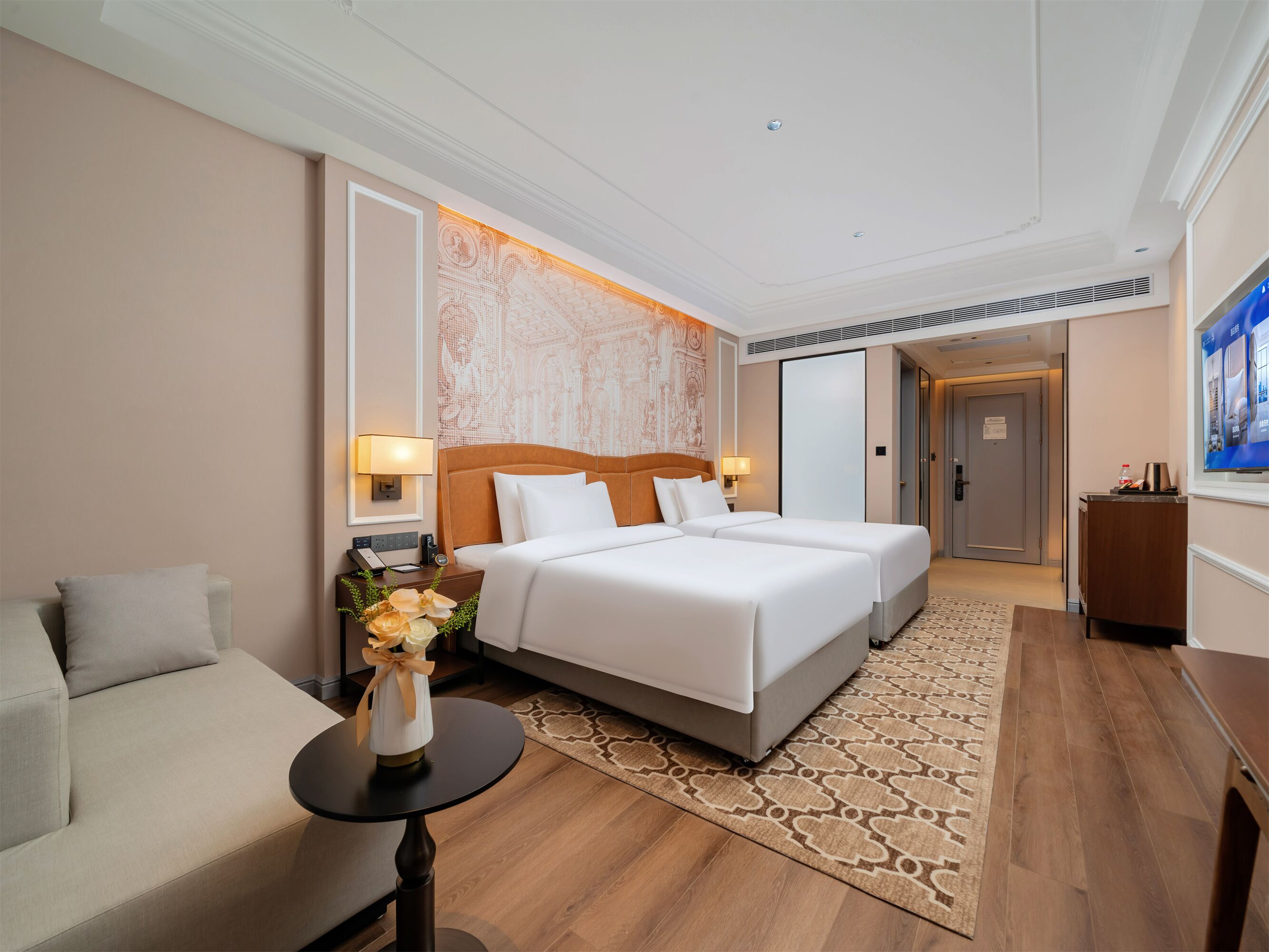Habitación de lujo con 2 camas individuales, vista a la ciudad | Cortinas blackout, insonorización y wifi gratis 