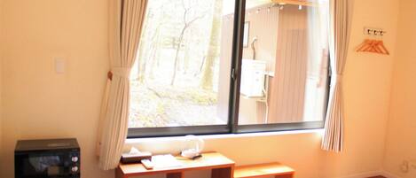 Desk, free WiFi, bed sheets