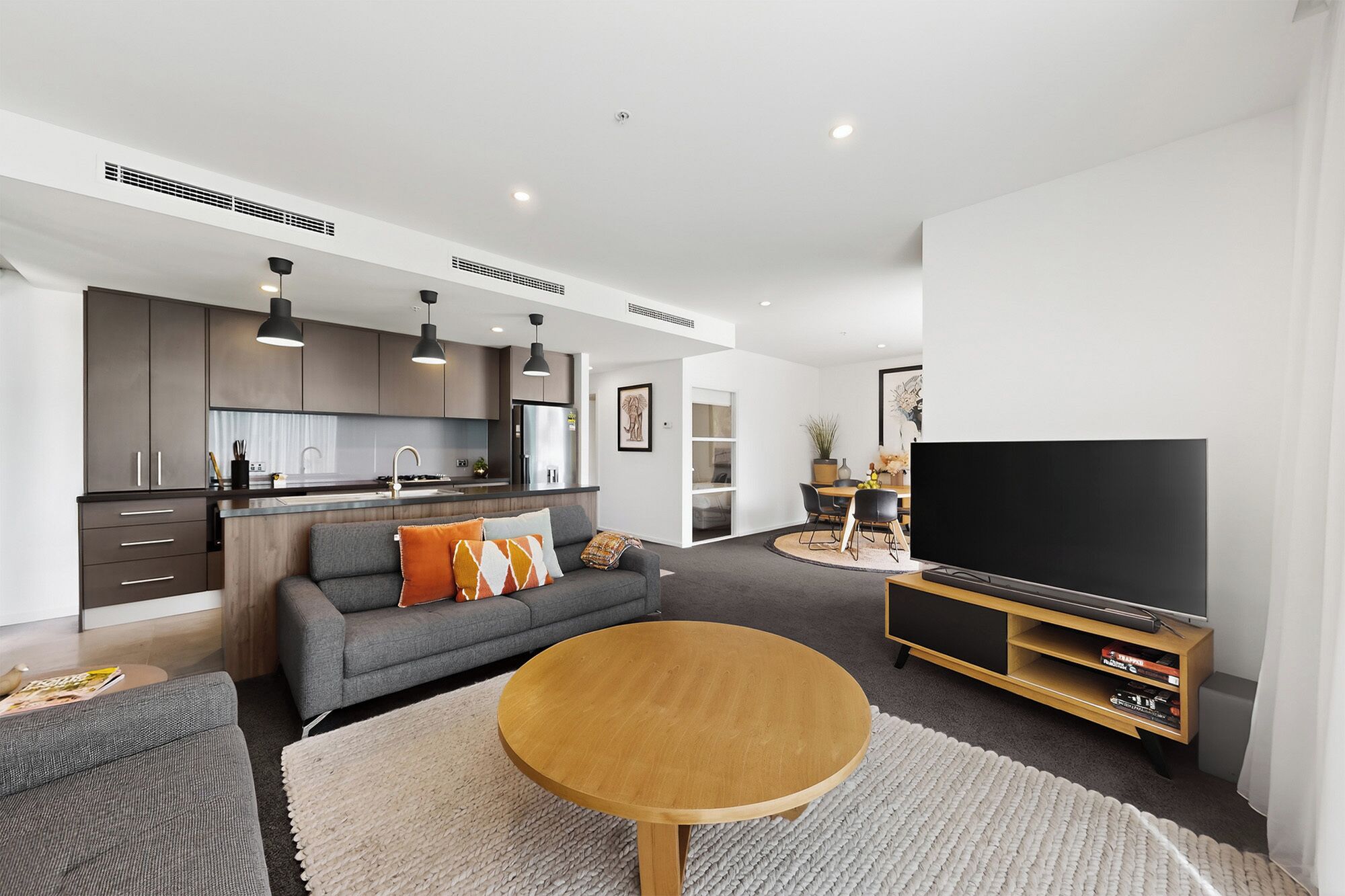 Three Bedroom Two Bathroom Deluxe Apartment with Balcony | Living area