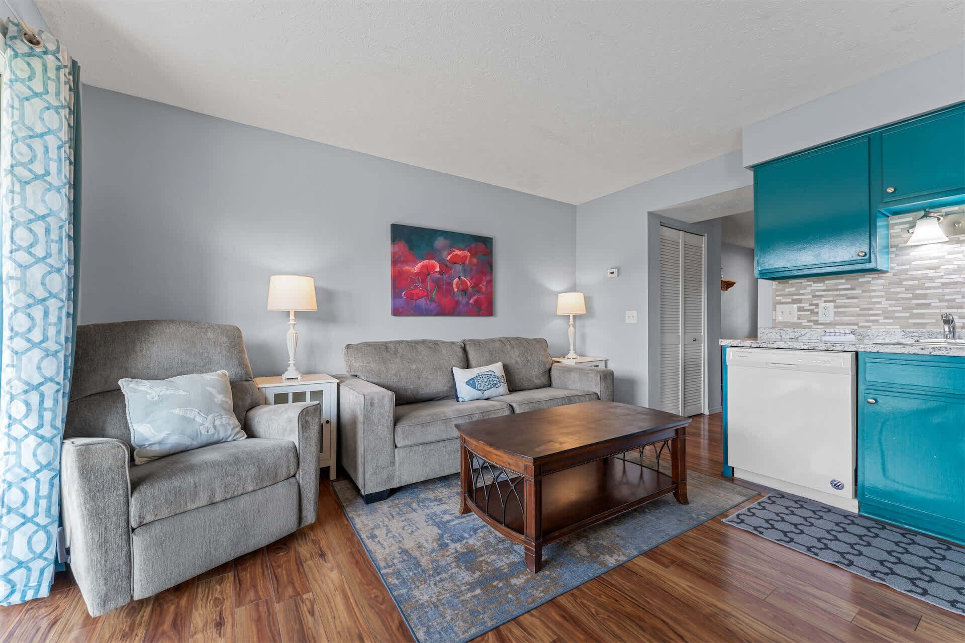 Condo, 1 grand lit et 1 canapé-lit, vue sur la montagne (Scenic Cottage) | Aire de séjour