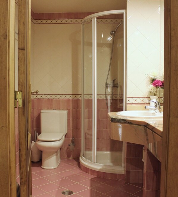 Dusche, Haartrockner, Bidet, Handtücher