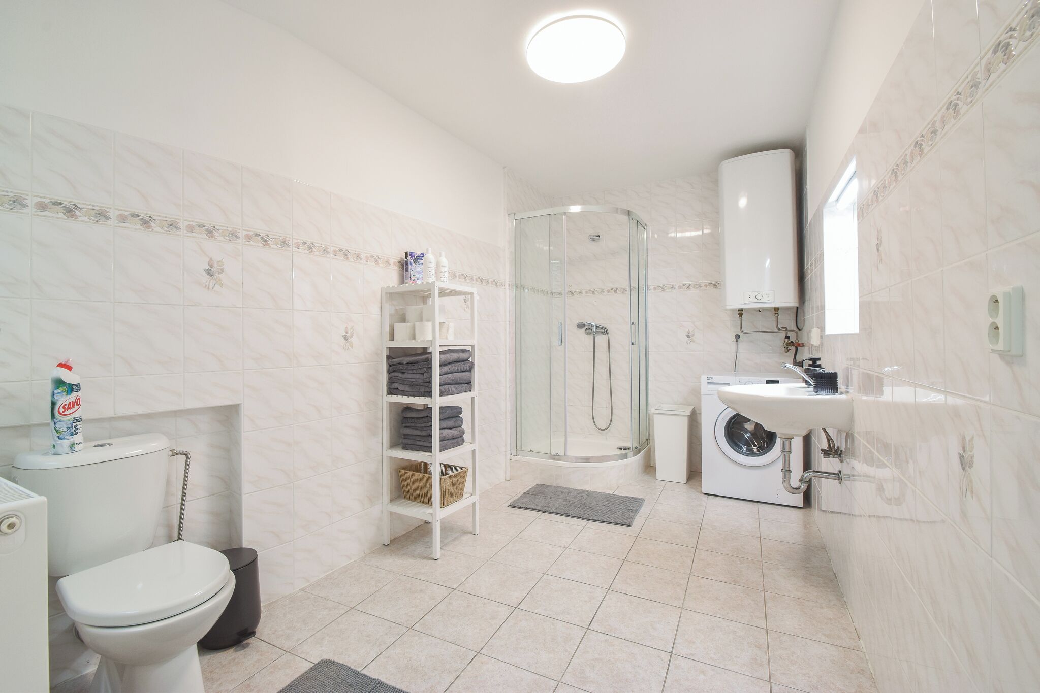 Hair dryer, soap, toilet paper