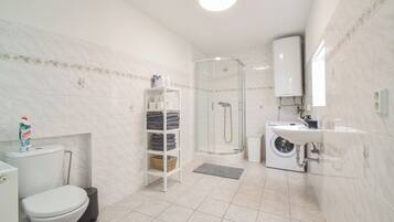 Hair dryer, soap, toilet paper