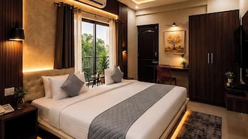 Superior eenpersoonskamer, uitzicht op stad | Luxe beddengoed, donzen dekbedden, pillowtop-bedden