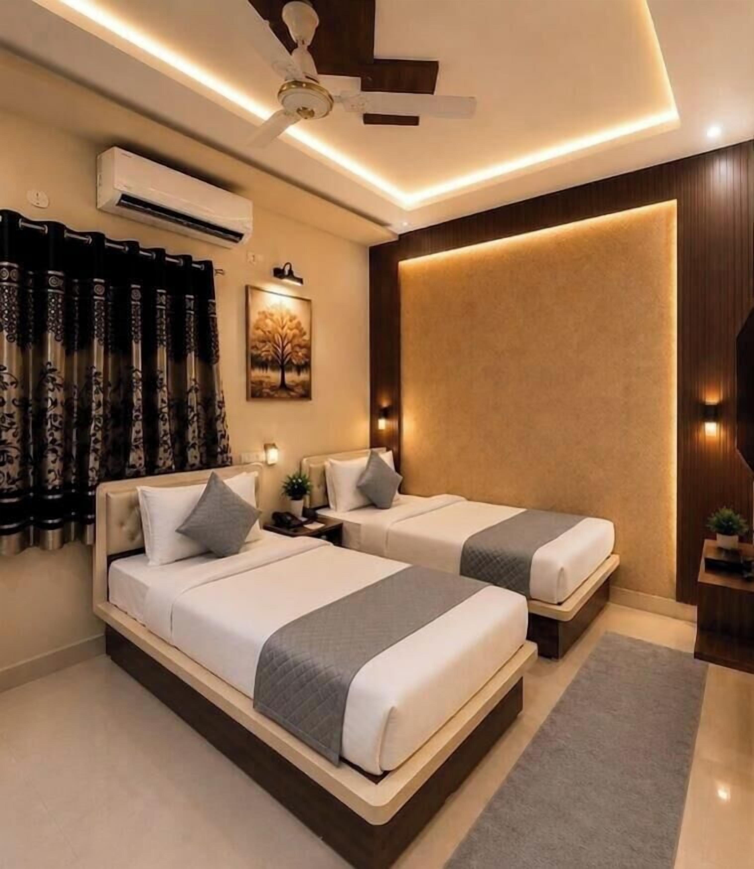 Habitación doble estándar | Ropa de cama de alta calidad, edredón y camas con pillow-top 