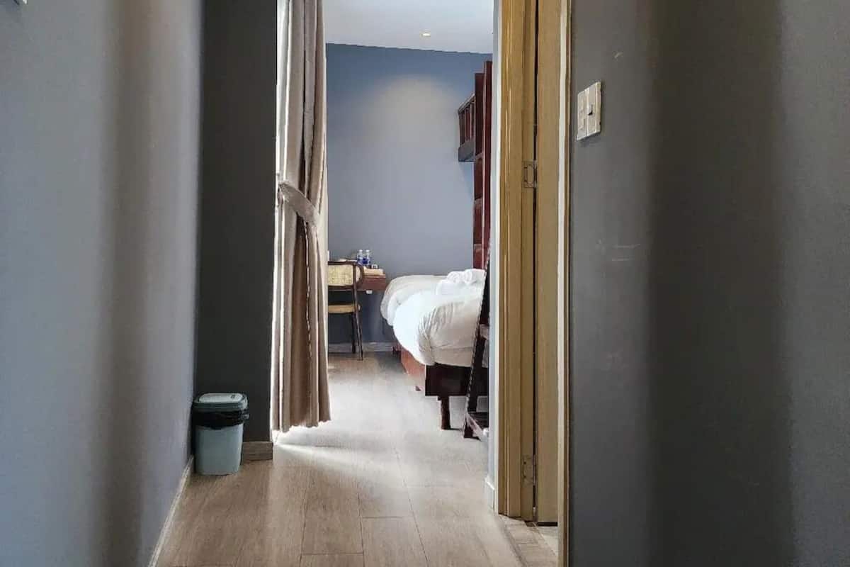 Desk, blackout curtains, iron/ironing board, free WiFi