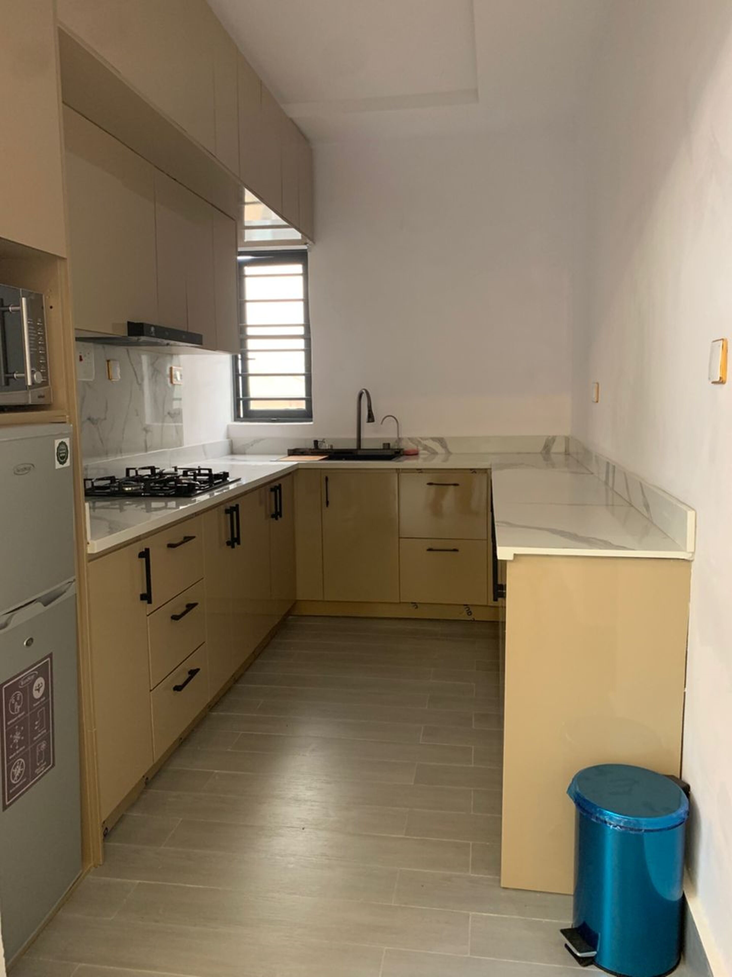 Deluxe Apartment | Private kitchen | Fridge, microwave, oven, stovetop