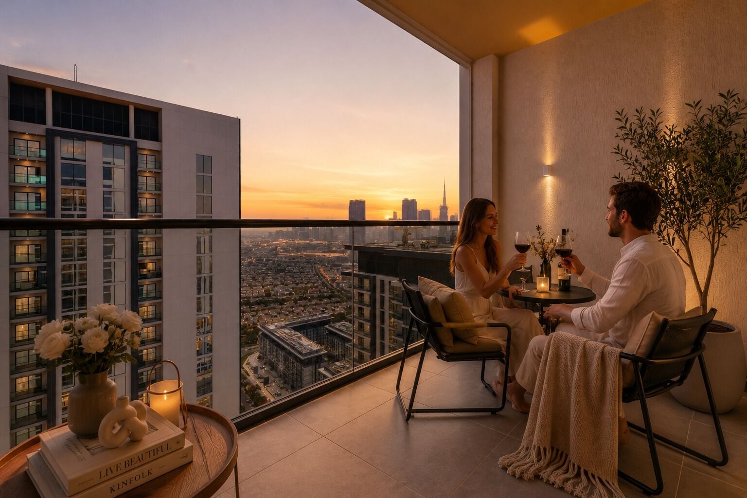 Deluxe-Apartment, Balkon, Poolblick | Terrasse/Patio
