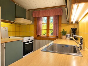 Fridge, oven, dishwasher, coffee/tea maker
