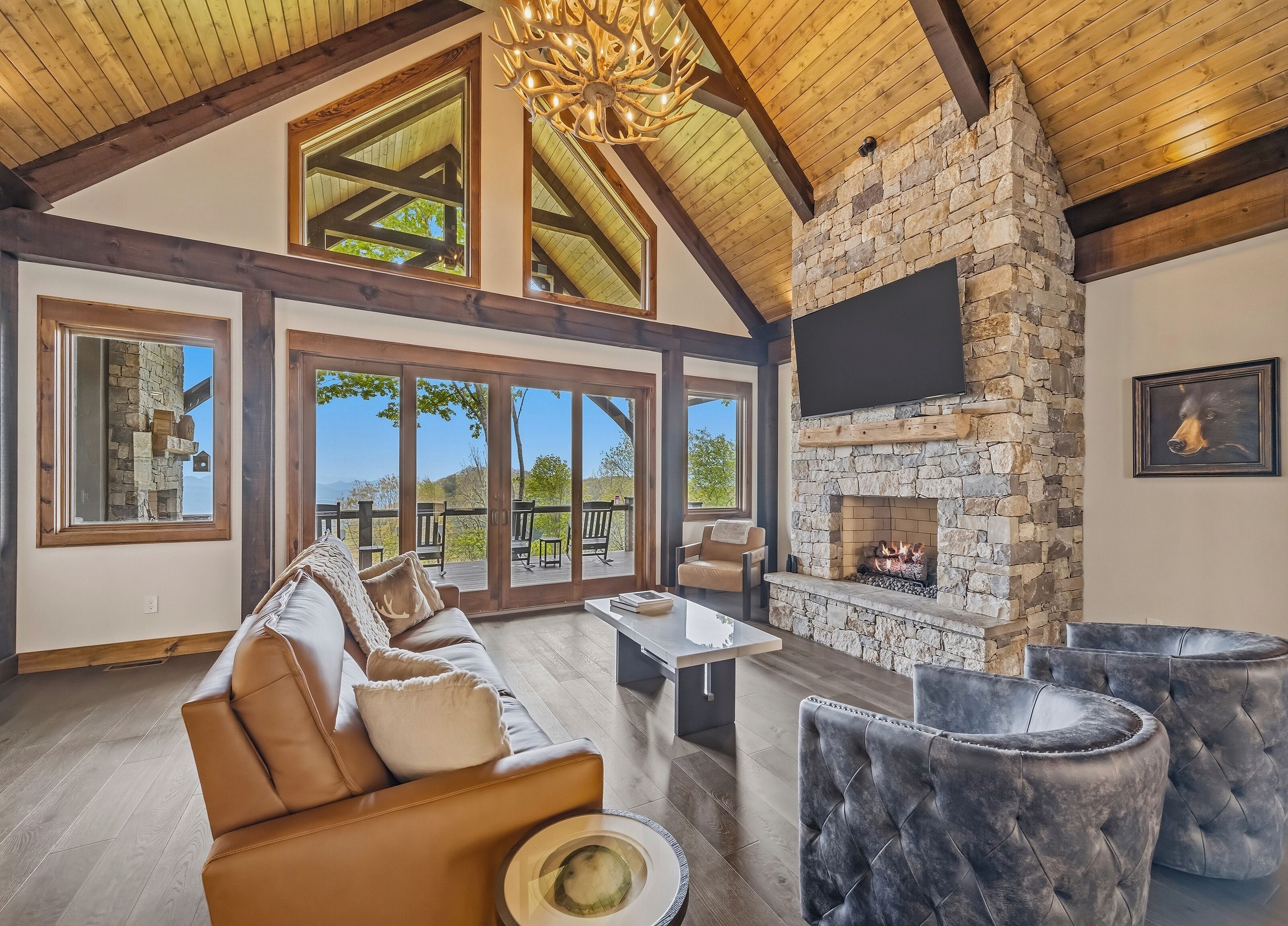 Smart TV, fireplace, video games