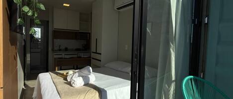 Comfort-studiosviitti, kaupunkinäköala | Oleskelualue