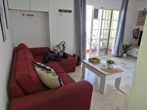 Living area - Vacation Apartment 'Olga' with Shared Pool, Private Terrace and Wi-Fi (Castillo Caleta de Fuste)