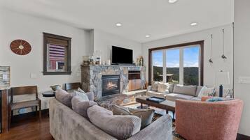 TV, fireplace