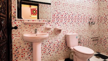 Hair dryer, soap, toilet paper