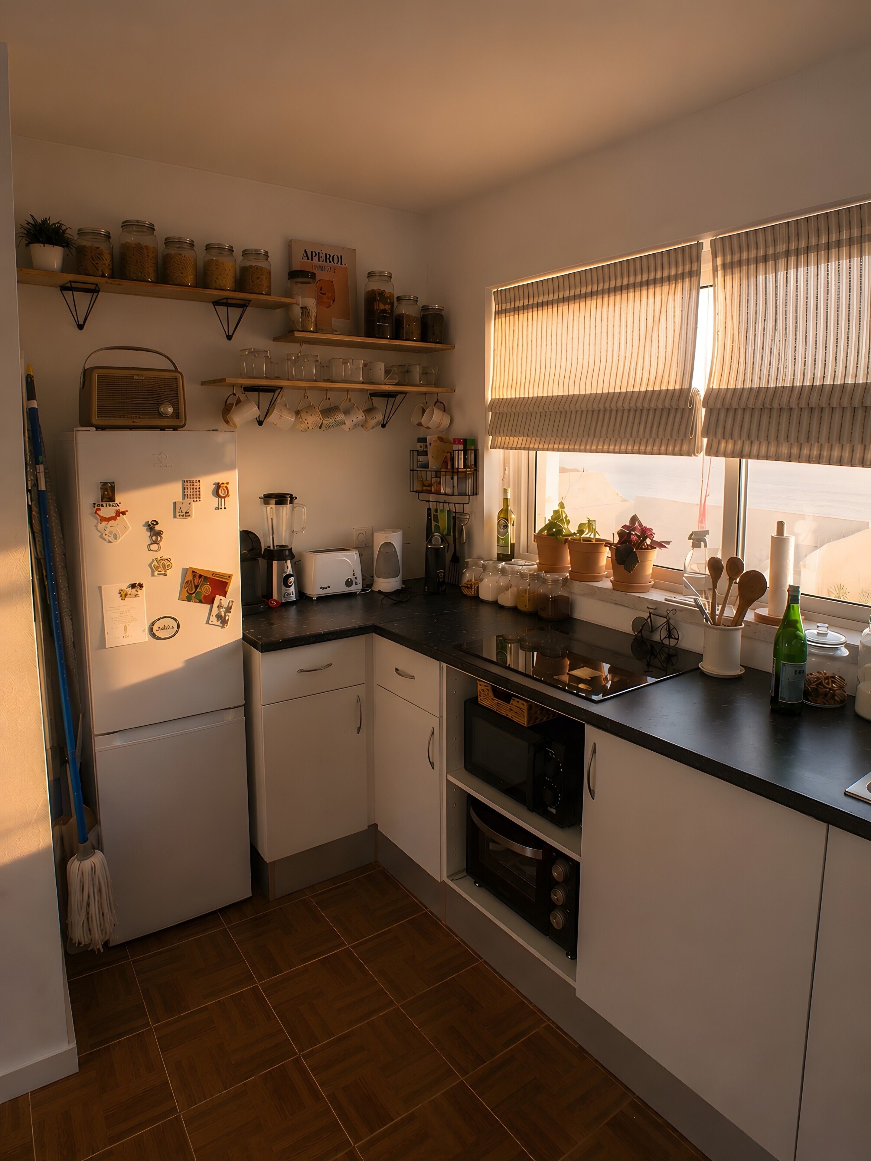 Kühlschrank, Mikrowelle, Ofen, Herdplatte