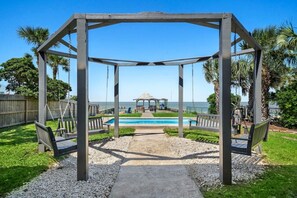 Property grounds - Charming Bayfront Home w/ Pool, Pier, and Firepit (Kemah Area)